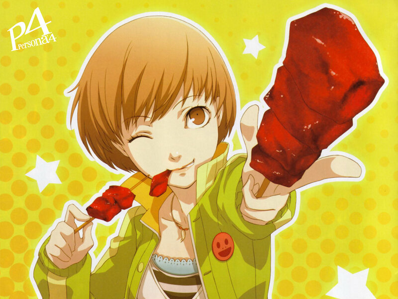 Persona 4 character with red skewers