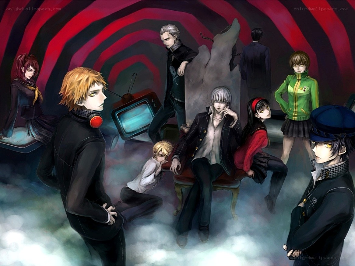 Persona 4 characters in a dark tunnel