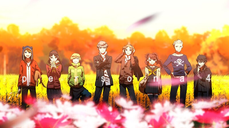 Persona 4 characters in a field
