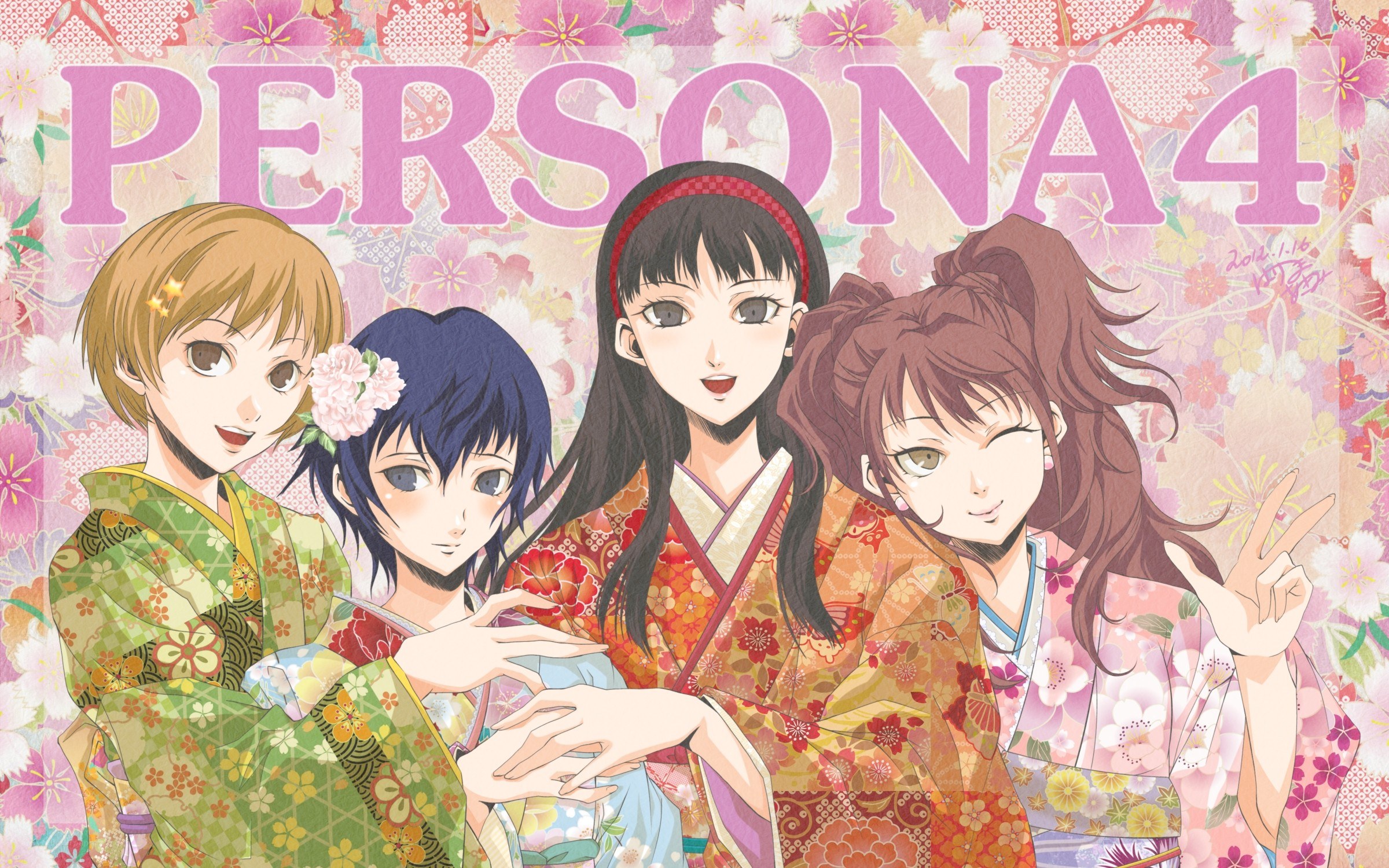 Persona 4 characters in kimonos