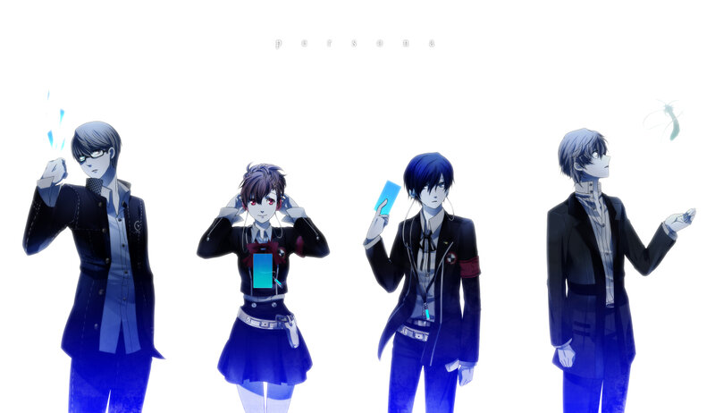 Persona characters in school uniforms