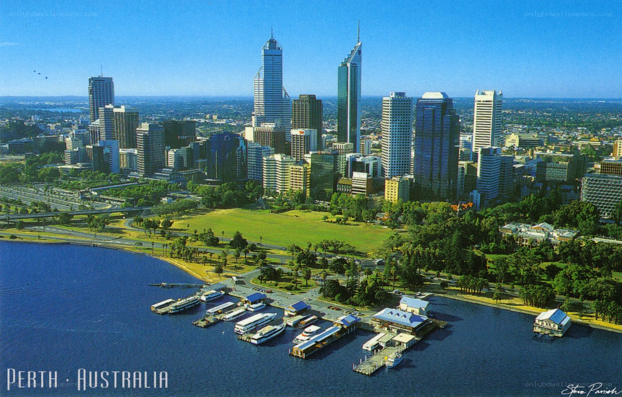 Perth city skyline and harbor