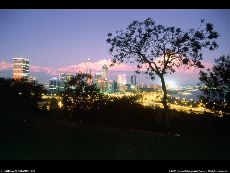 Perth city skyline at dusk