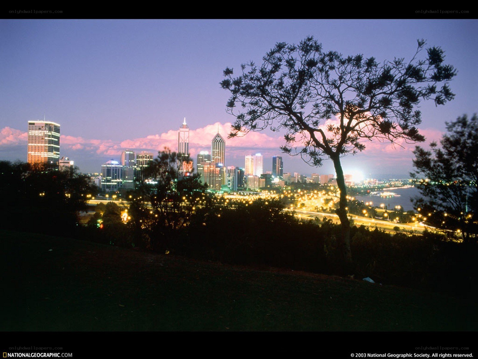 Perth city skyline at dusk