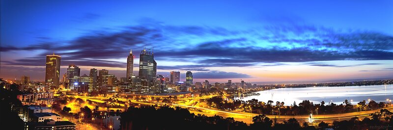 Perth city skyline at dusk