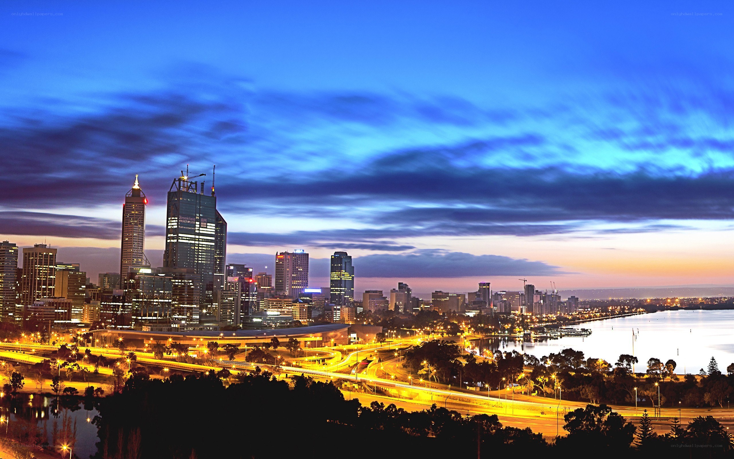 Perth city skyline at dusk