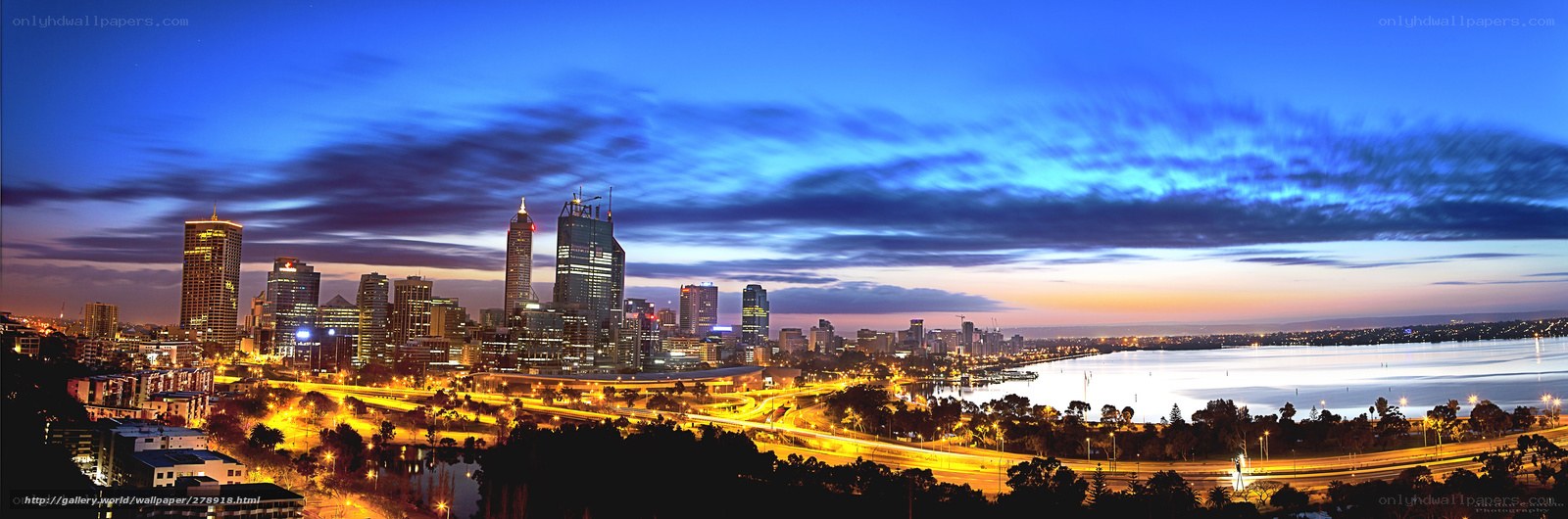 Perth city skyline at dusk