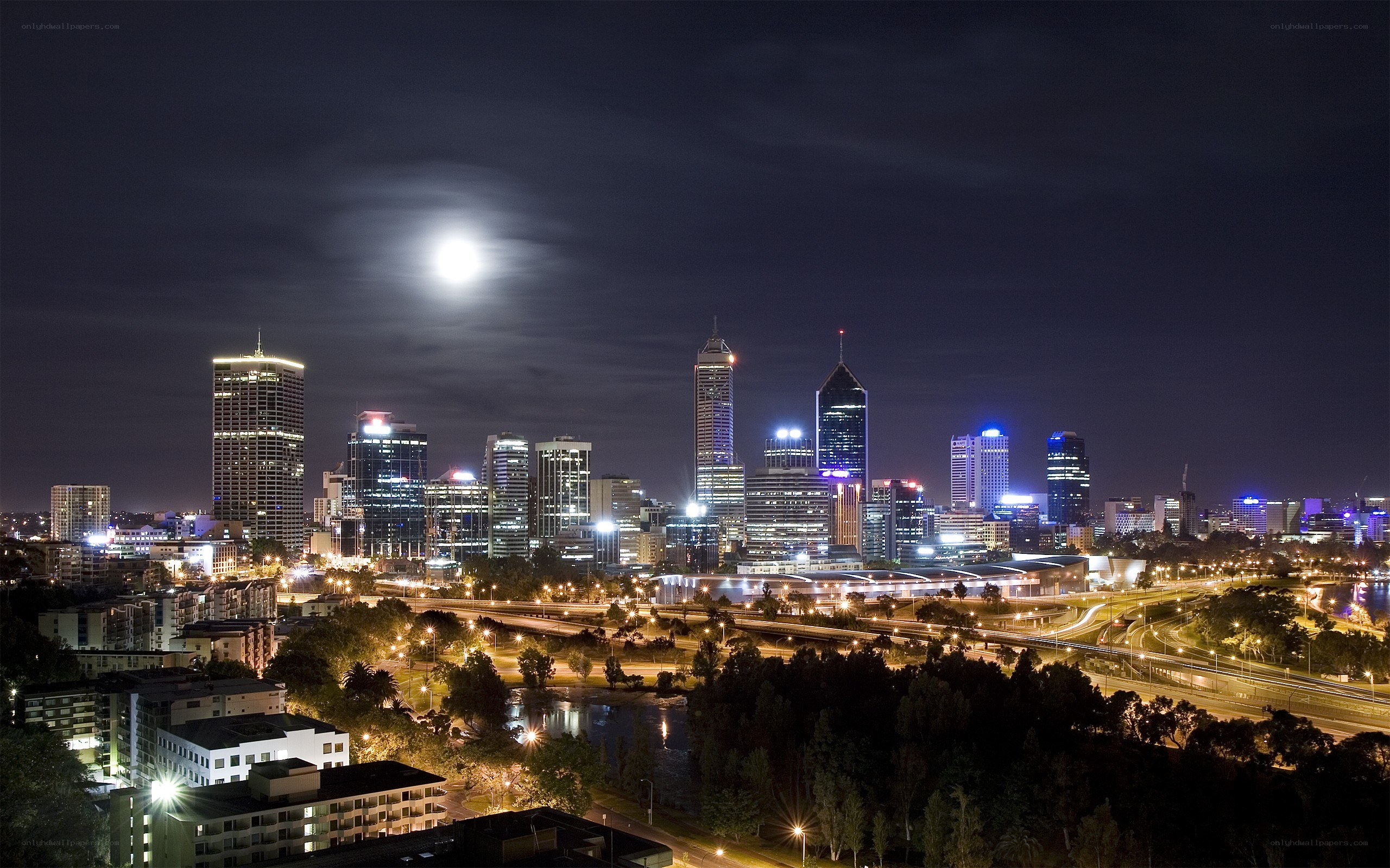 Perth city skyline at night