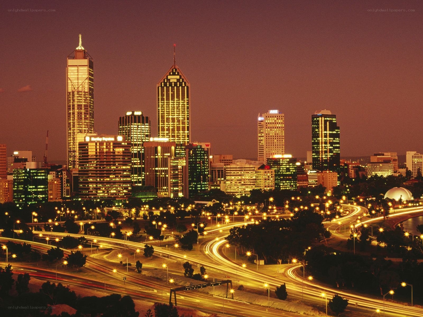Perth city skyline at night