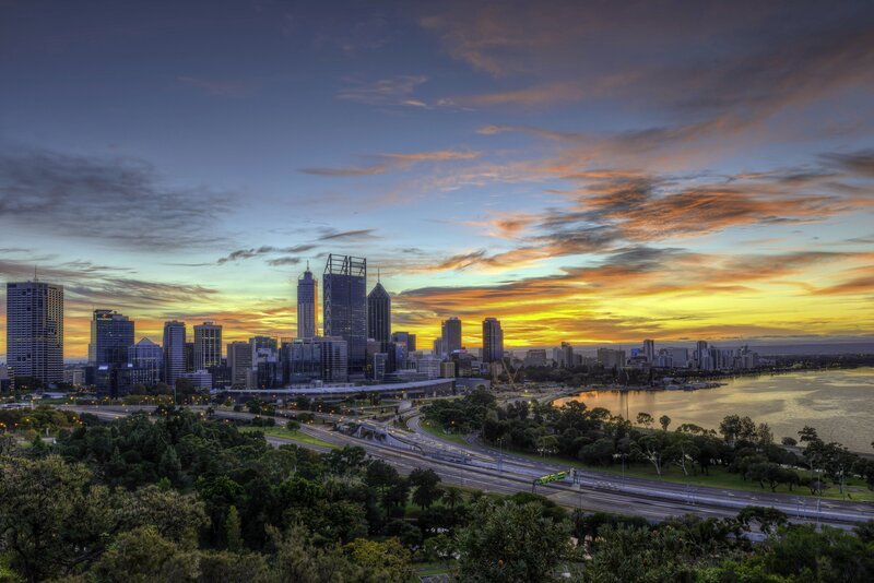 Perth City Skyline — Orange
