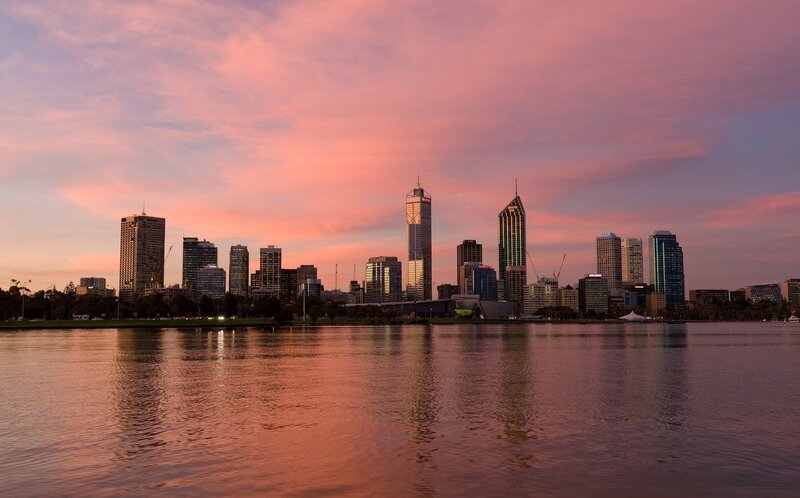 Perth skyline at sunset
