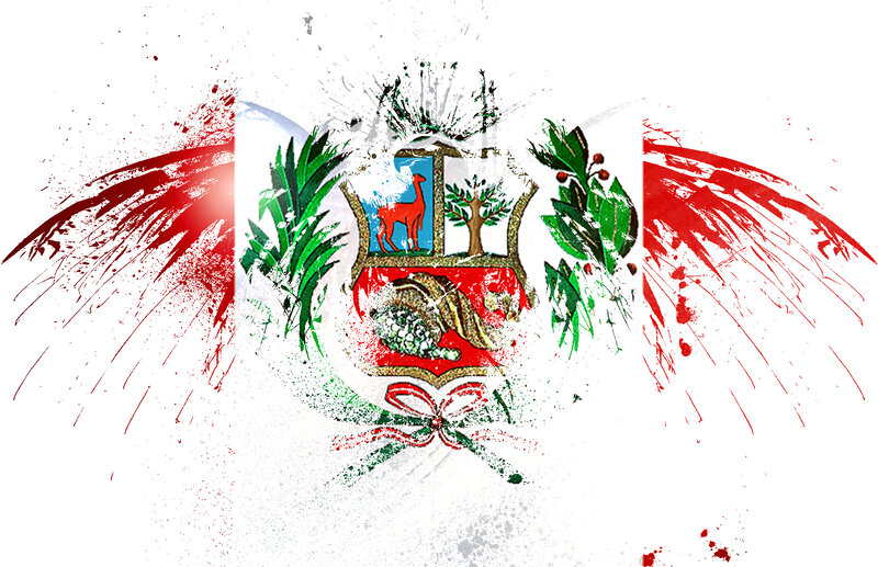 Peruvian flag with artistic splatter