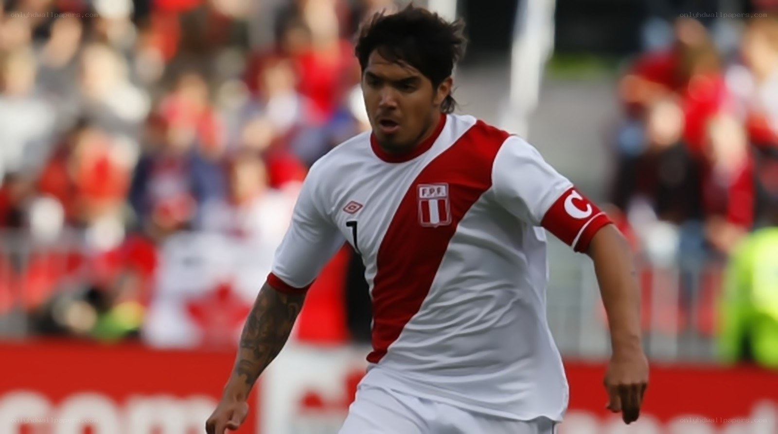 Peruvian football player in action
