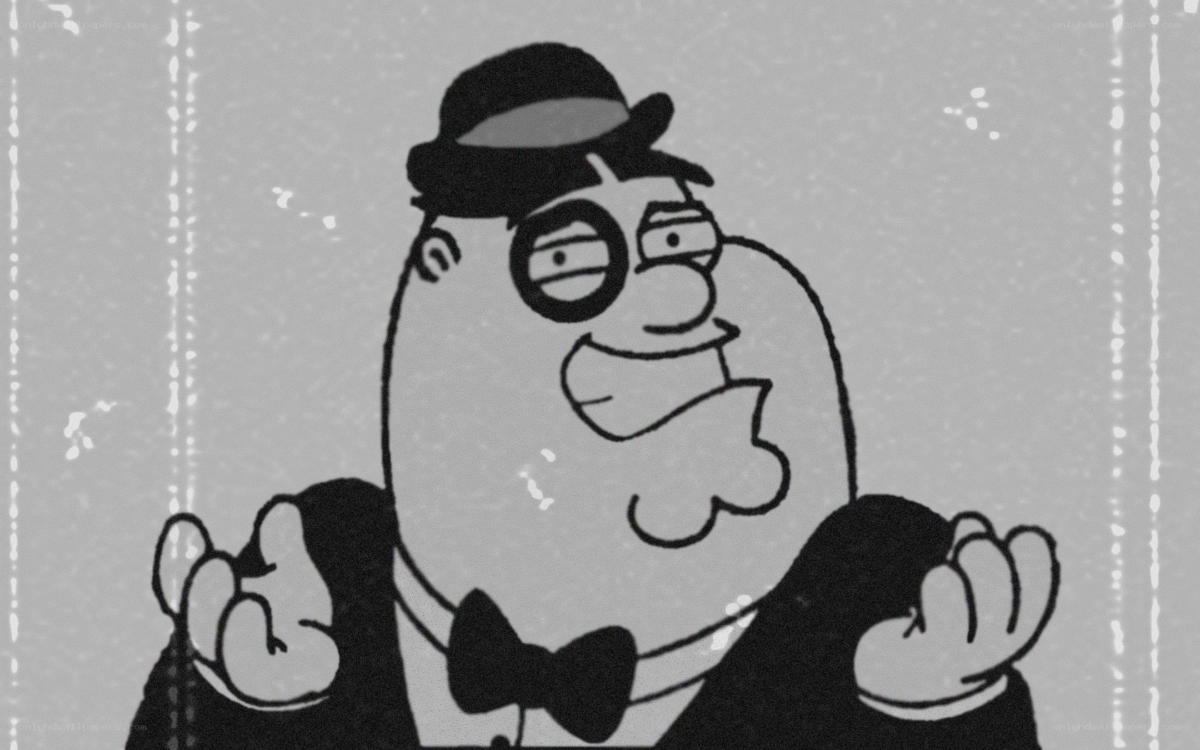 Peter Griffin in black and white