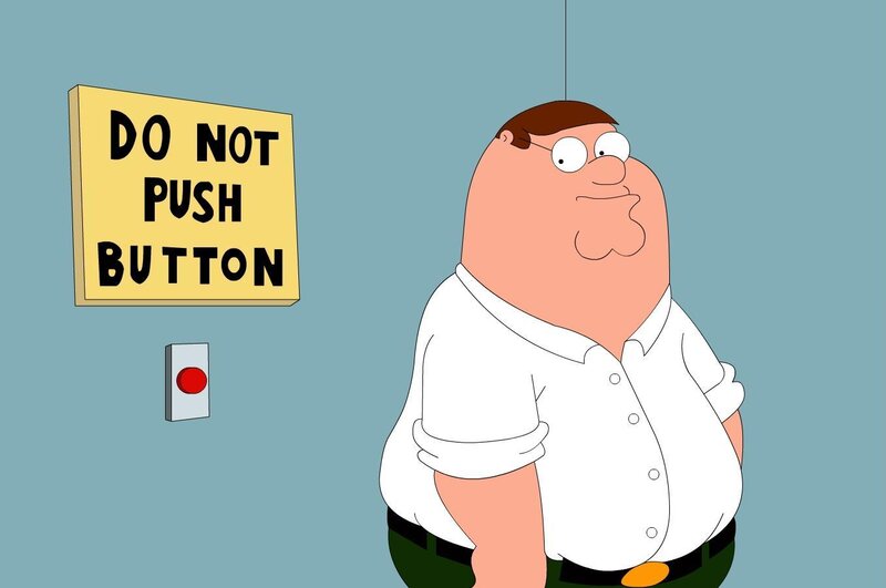 Peter Griffin near a button
