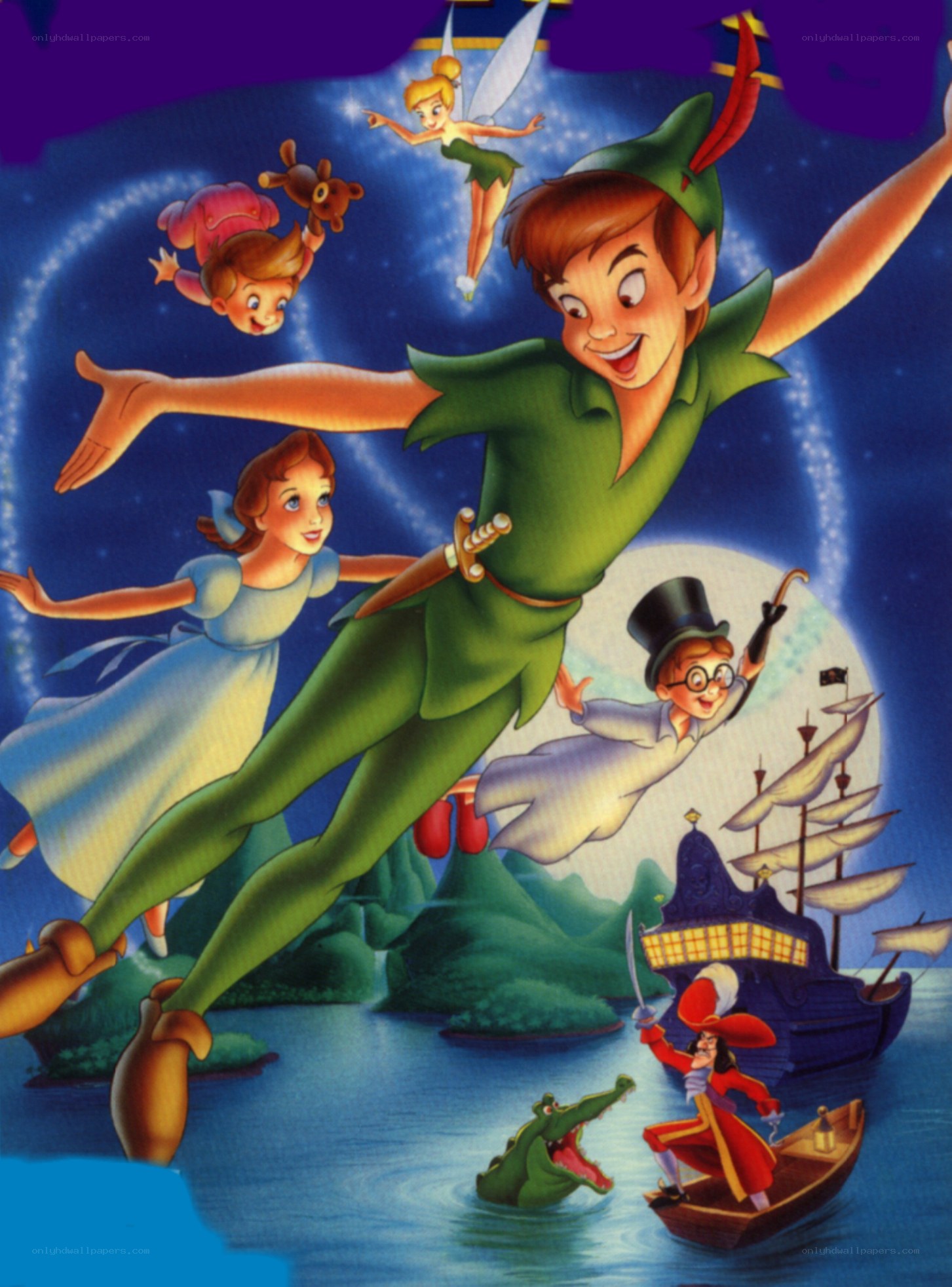 Peter Pan and friends flying