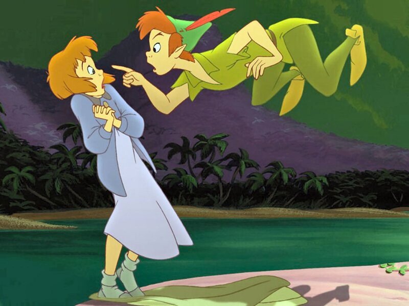 Peter Pan and Wendy on a beach
