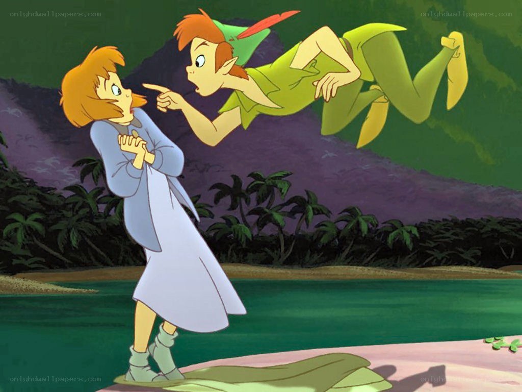Peter Pan and Wendy on a beach