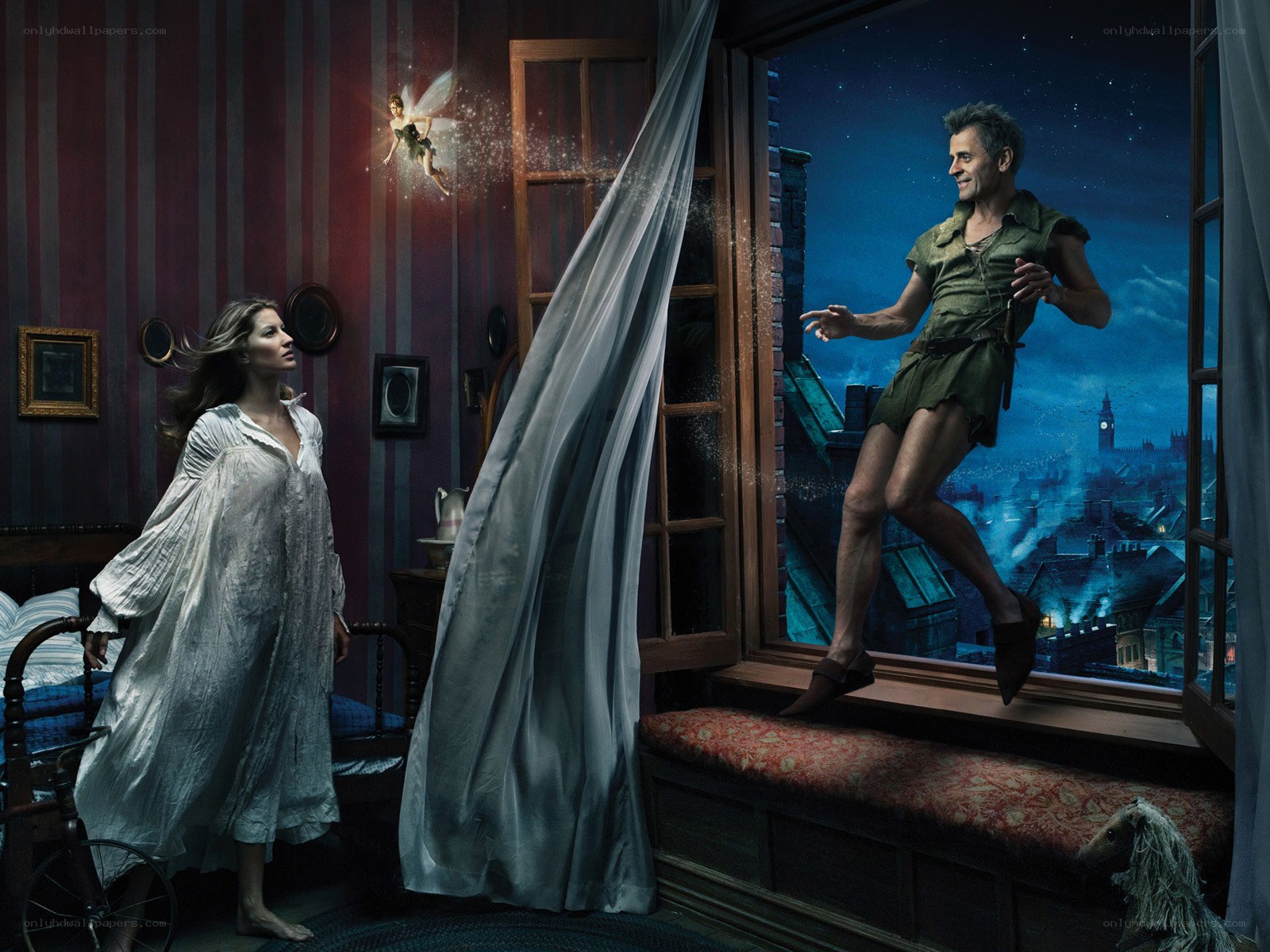 Peter Pan enters a bedroom
