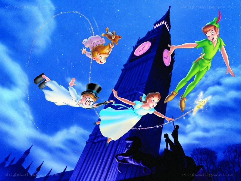 Peter Pan flying over London