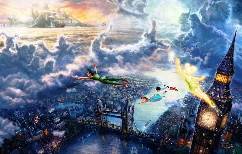 Peter Pan Flying over London — Blue