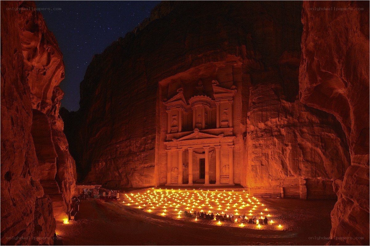 Petra at night with candles