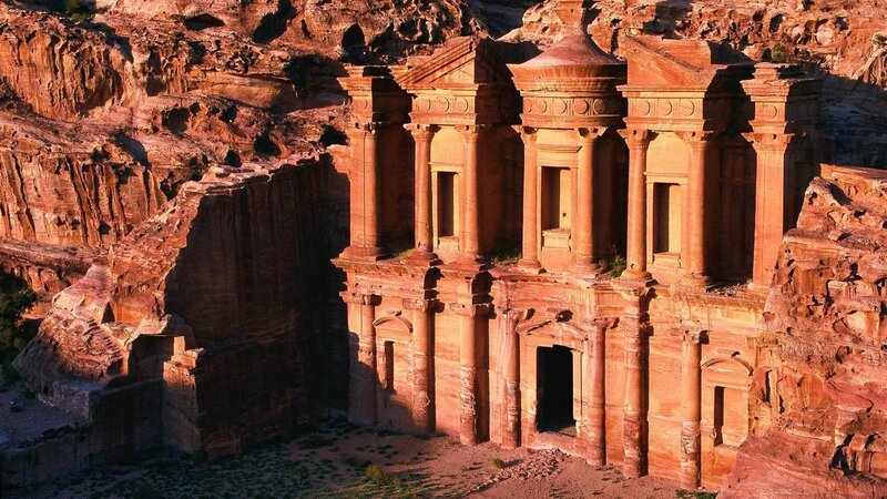 Petra's Monastery Facade — Red
