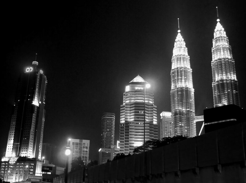 Petronas Twin Towers — Black, Dramatic, Night