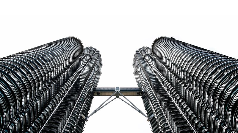 Petronas Twin Towers — Black, Dramatic, Photograph