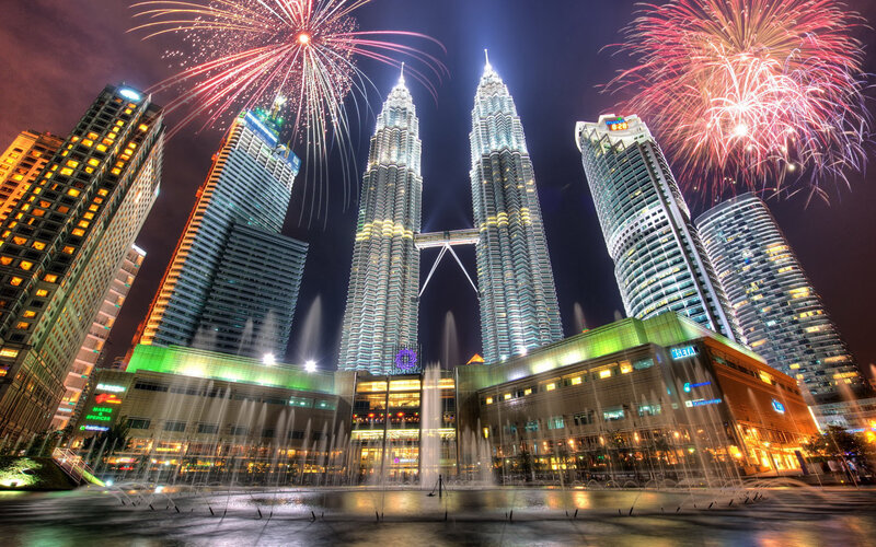Petronas Twin Towers — Blue, Celebratory, Night