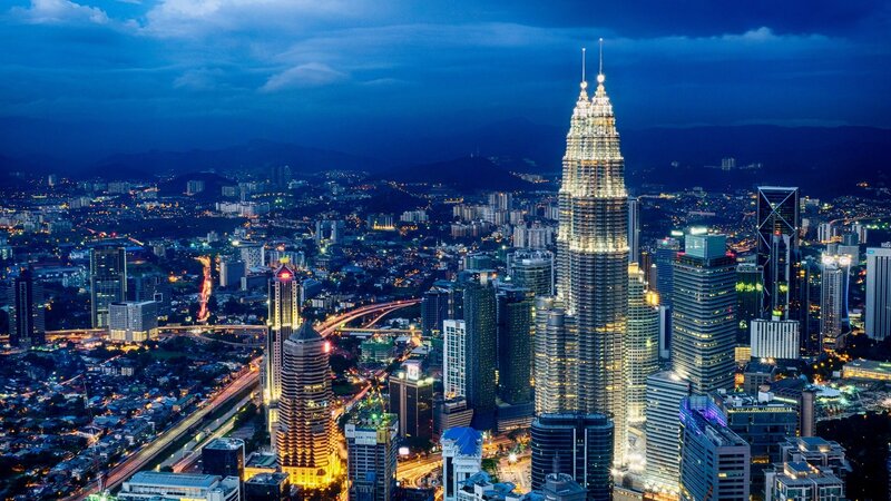 Petronas Twin Towers — Blue, Dramatic, Night, Photograph, Cityscape