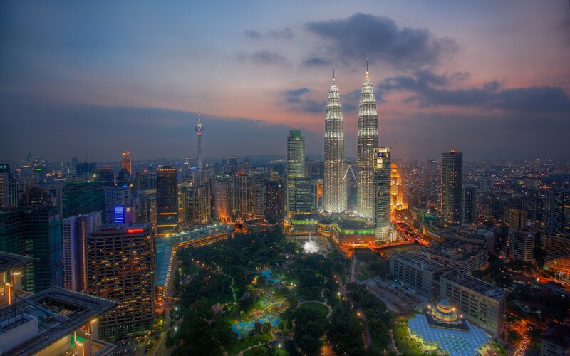 Petronas Twin Towers — Blue, Dramatic, Sunset