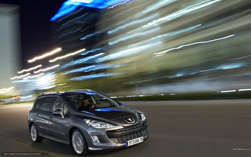 Peugeot 308 driving at night