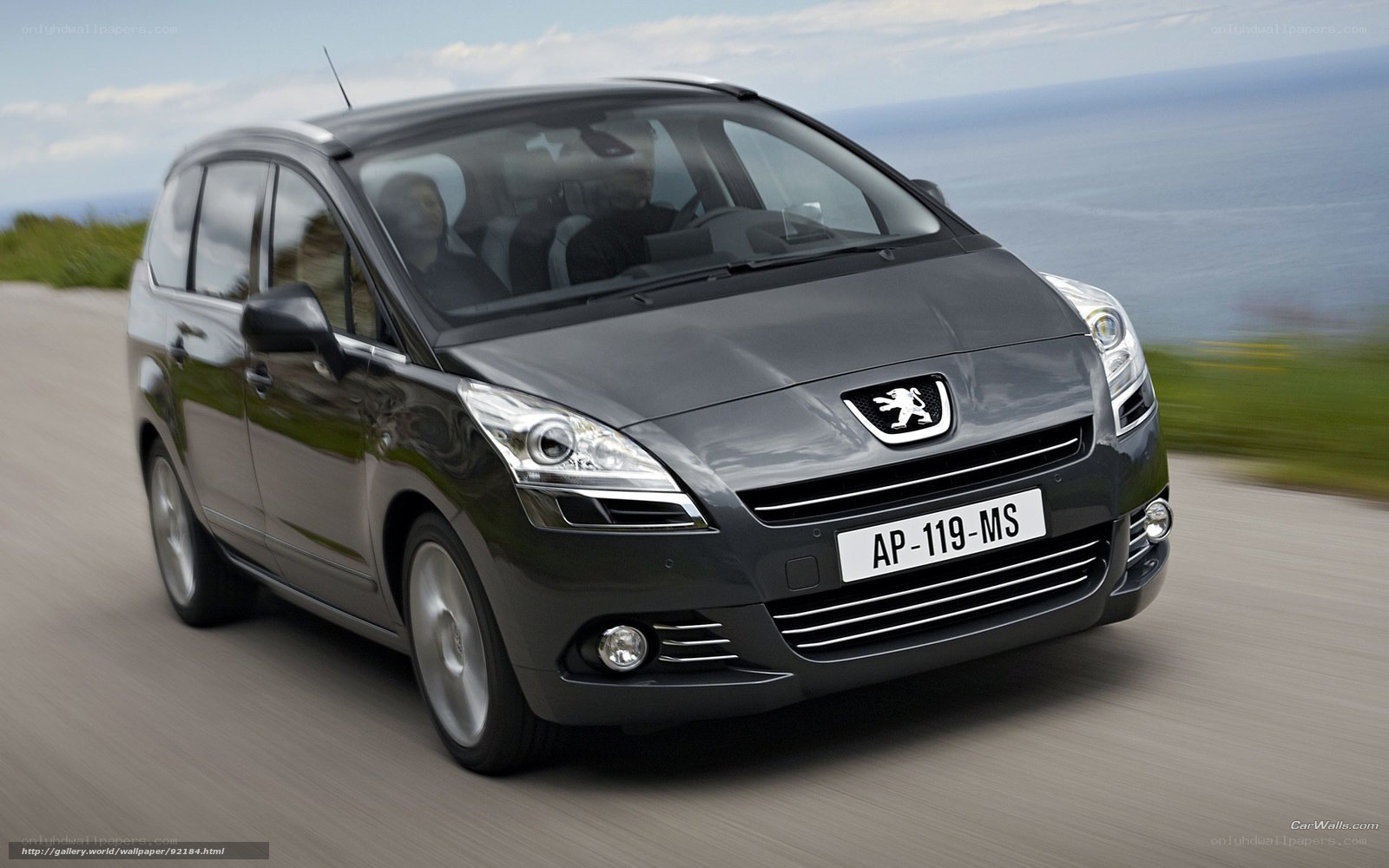 Peugeot 5008 driving on coastal road