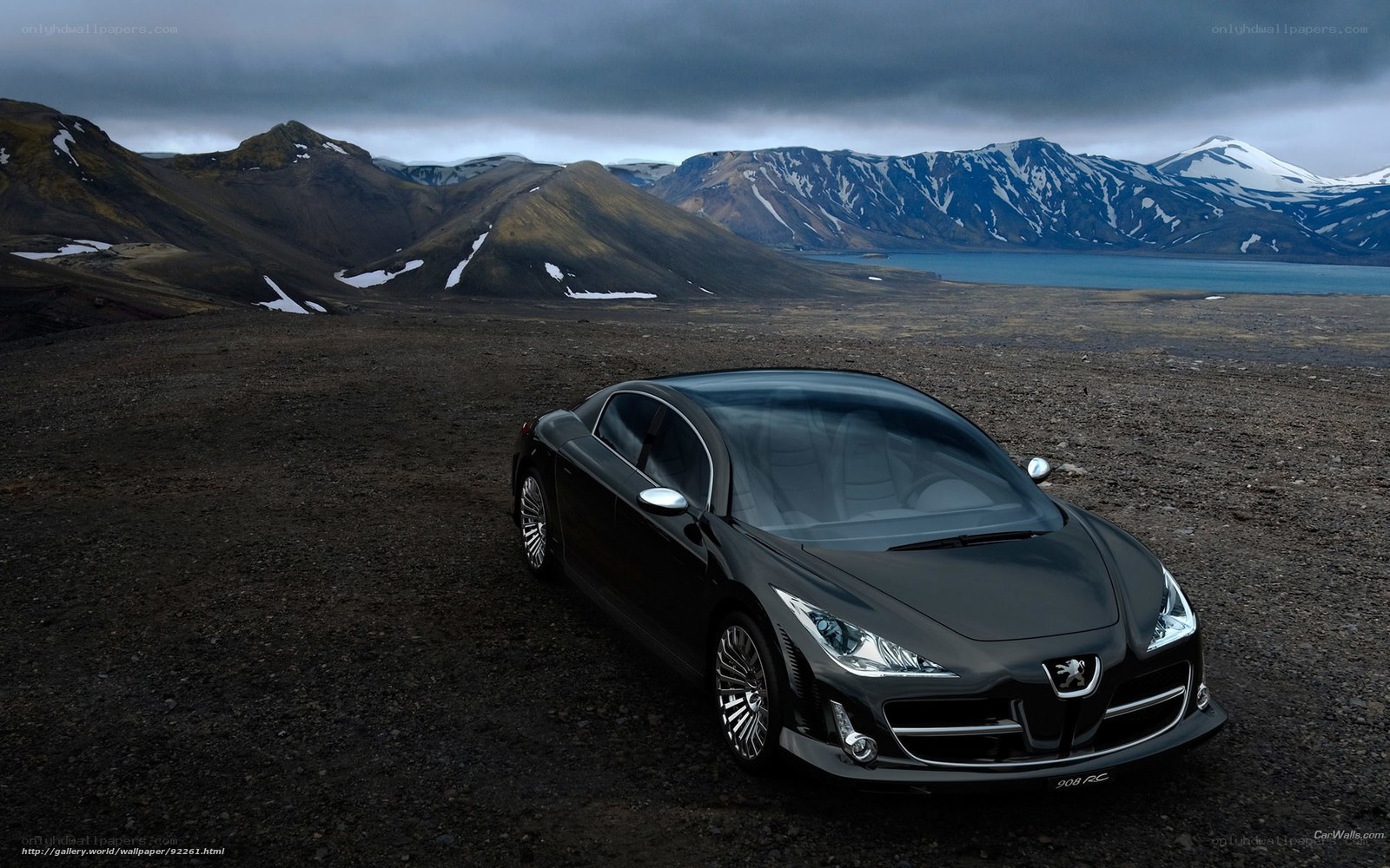 Peugeot 908 RC in a rugged landscape