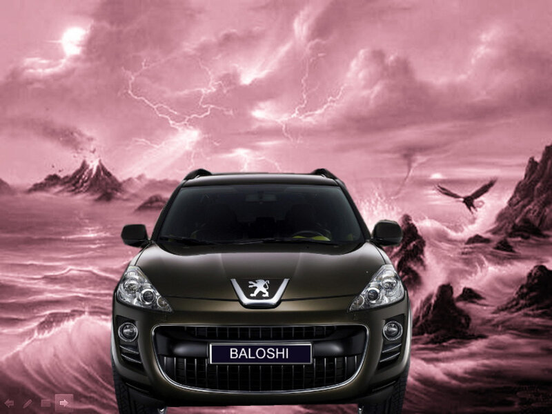 Peugeot Baloshi in stormy landscape