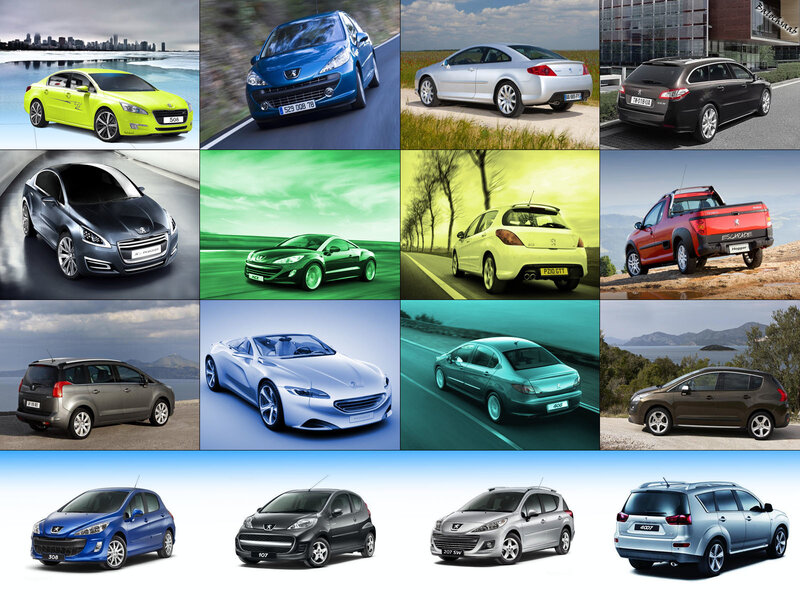 Peugeot car lineup collage