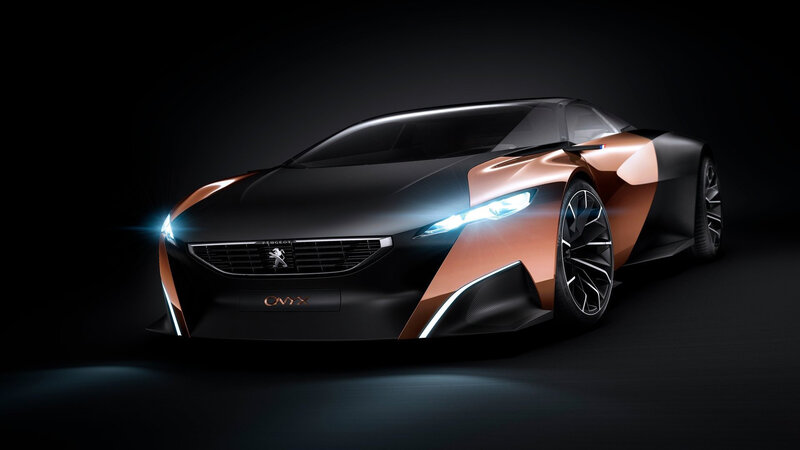Peugeot Concept Car — Black, Dramatic, 3d Render, Headlights