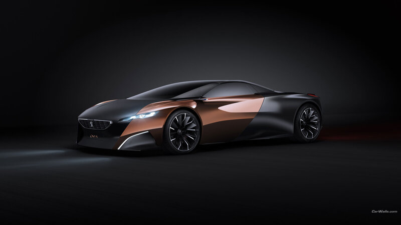Peugeot Concept Car — Black, Dramatic, 3d Render, Headlights, Wheels