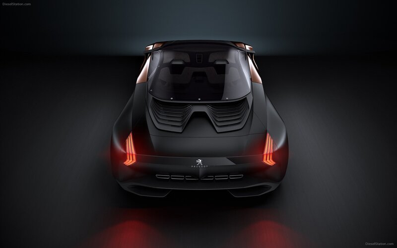 Peugeot Concept Car — Black, Dramatic, 3d Render, Taillights, Windshield, Red