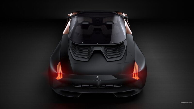 Peugeot Concept Car — Black, Dramatic, 3d Render, Taillights, Windshield