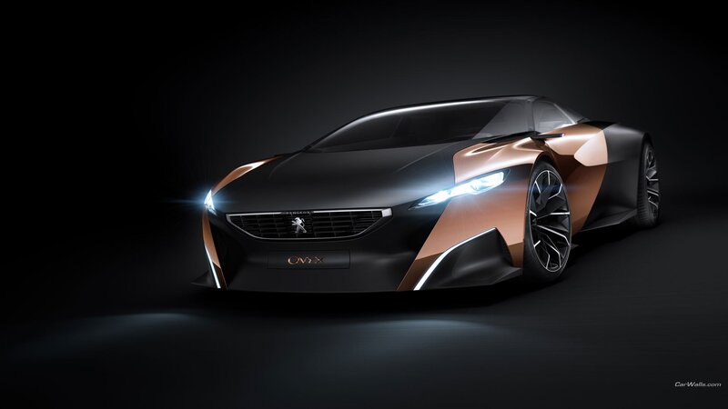 Peugeot Onyx Concept Car — Black, Dramatic, 3d Render, Headlights, Grille