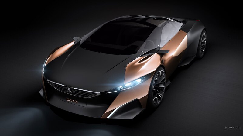 Peugeot Onyx Concept Car — Black, Dramatic, 3d Render, Headlights, Wheels