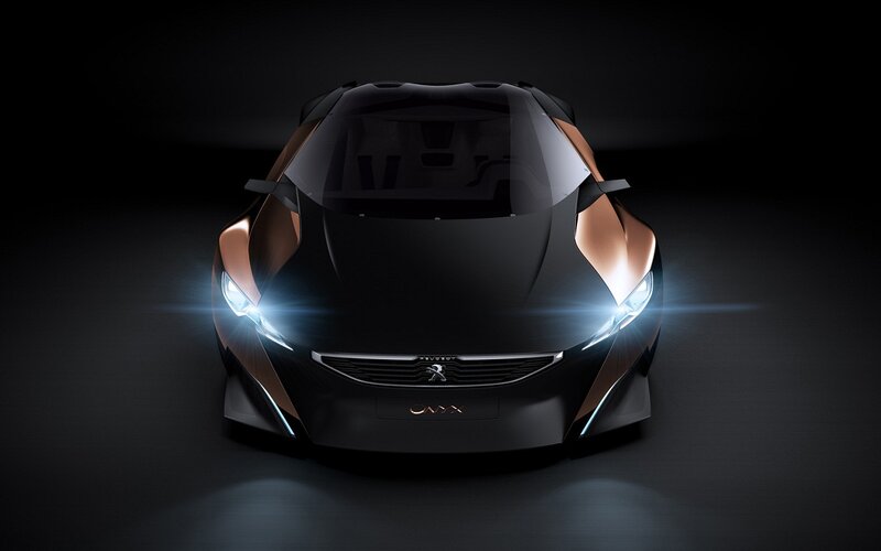 Peugeot Onyx Concept Car — Black, Dramatic, Night, 3d Render