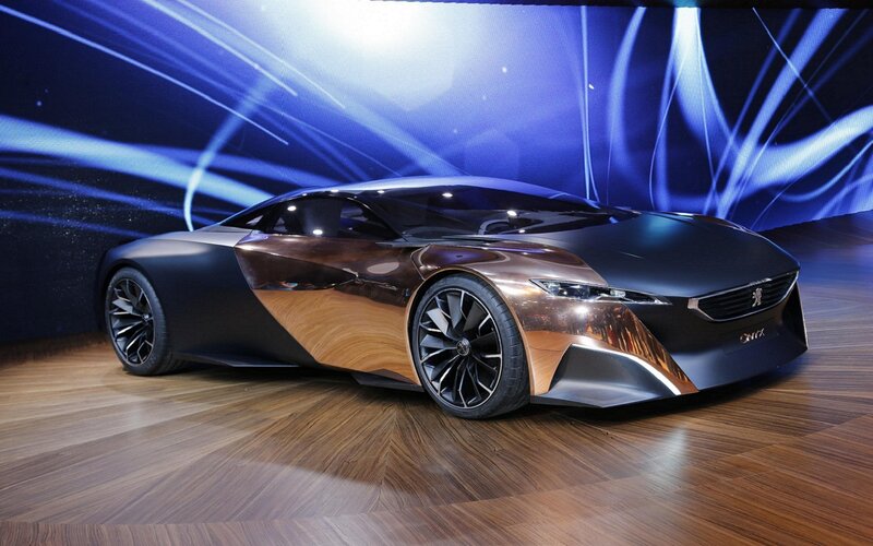 Peugeot Onyx Concept Car — Black, Dramatic, Photograph, Display Floor