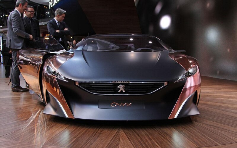 Peugeot Onyx Concept Car — Black, Dramatic, Photograph, Men in Suits