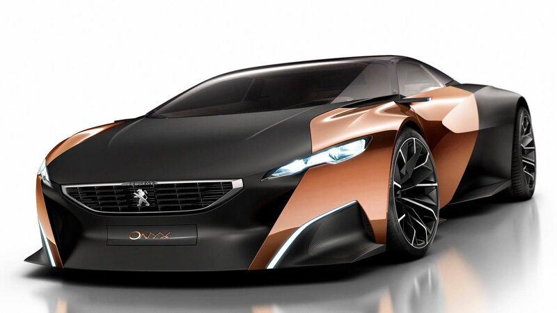 Peugeot Onyx Concept Car — Black, Sleek, 3d Render, Headlight, Wheel, Copper