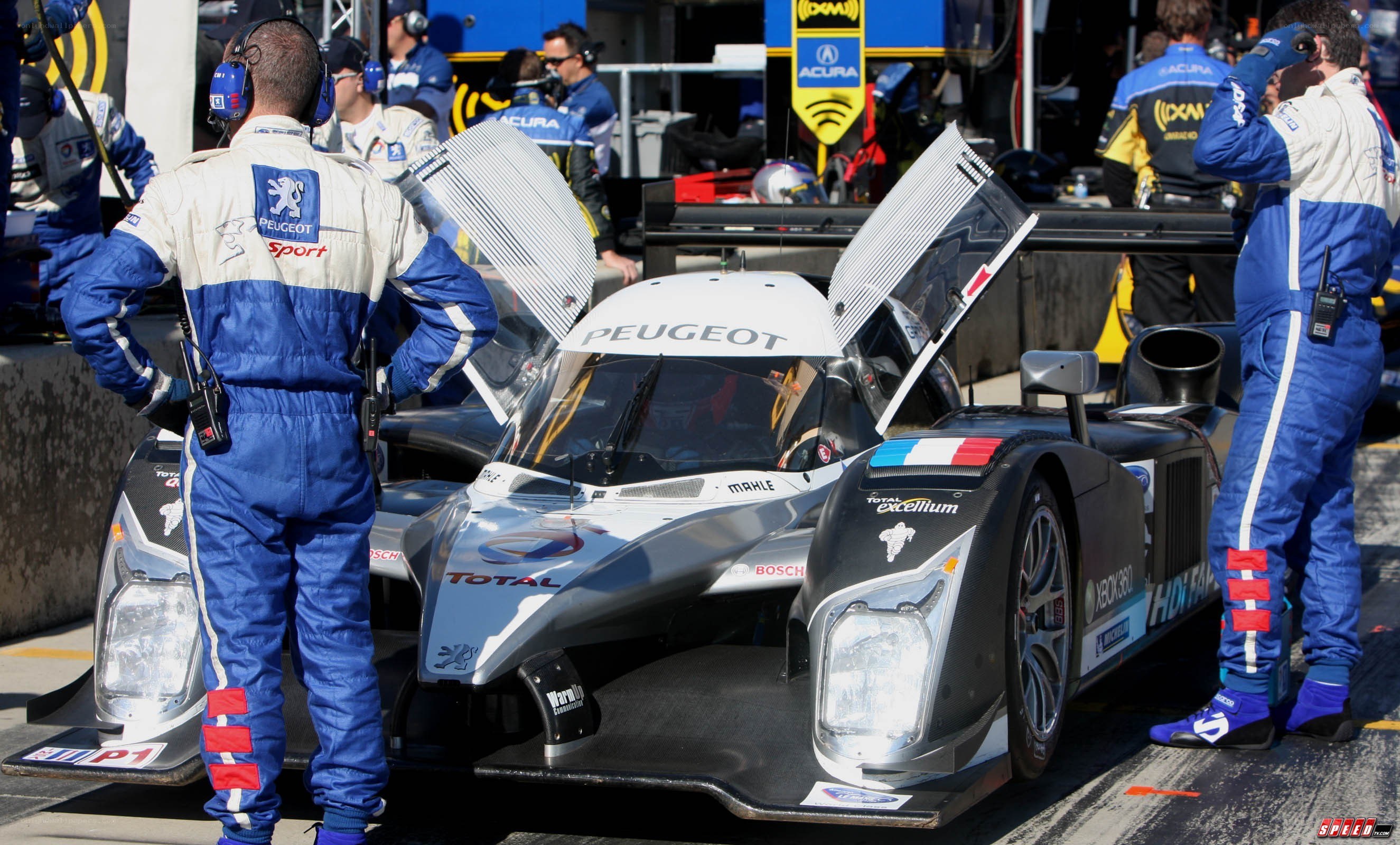 Peugeot race car in pit stop