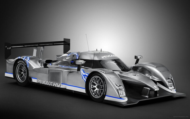 Peugeot Race Car — Silver, Dramatic, Photograph