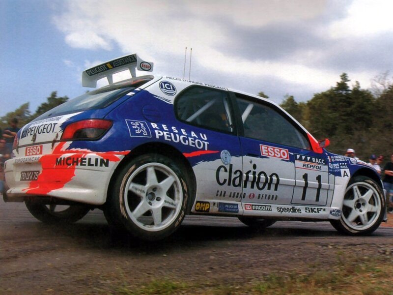Peugeot rally car in action